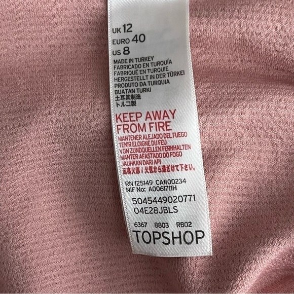 TOPSHOP t-bar strap ribbed bodysuit pink spaghetti straps gusset closure size 8 - Picture 8 of 10